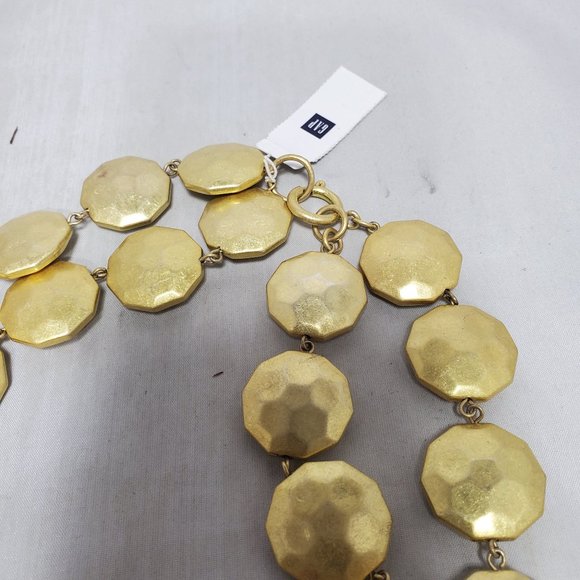 Gap double strand matt gold hammered disc necklace - Picture 5 of 7